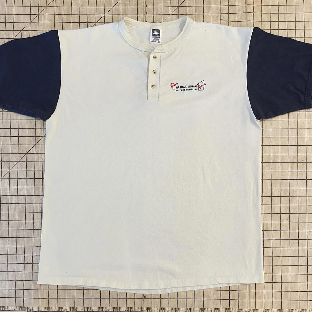 Vintage Hewlett Packard Shirt Henley HP HEARTSTREAM PROJECT HOMERUN Y2K Internet